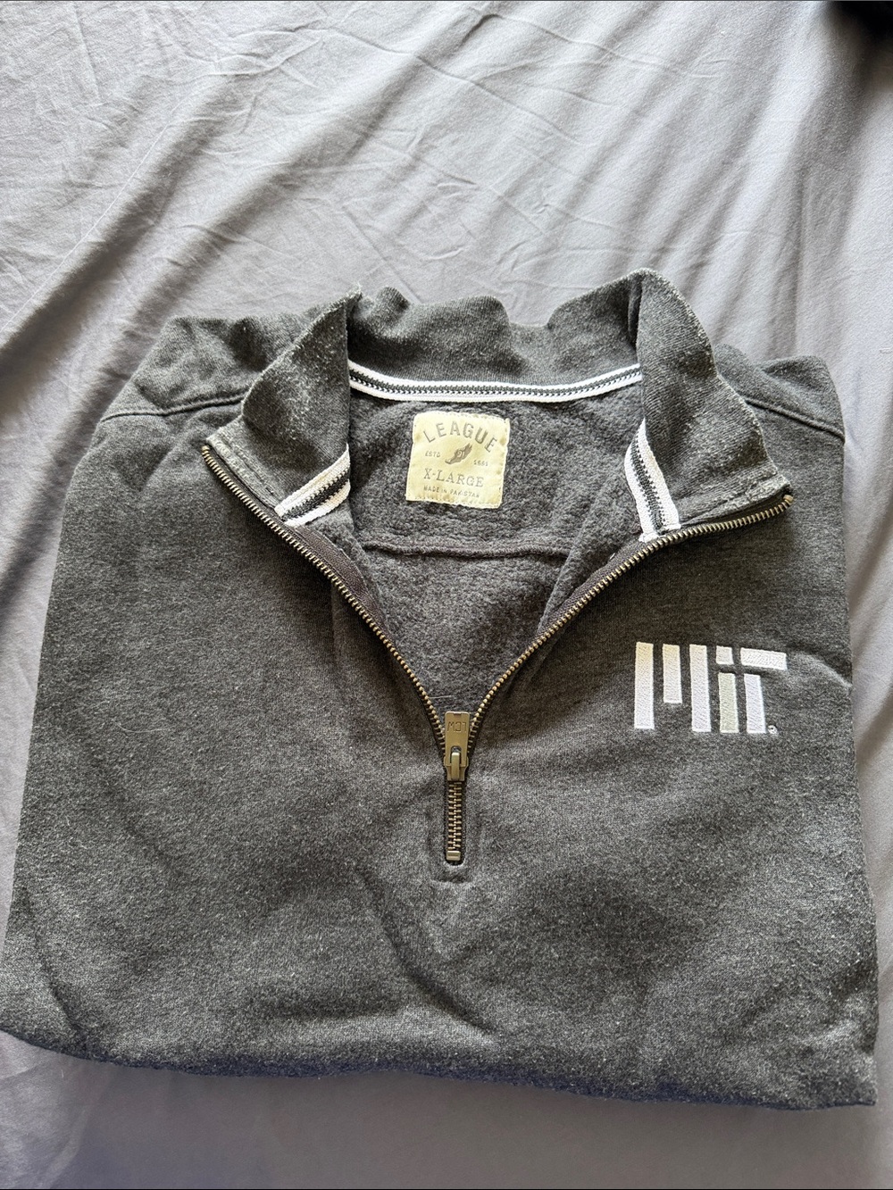 League Gray Quarter-Zip MIT Pullover Sweater